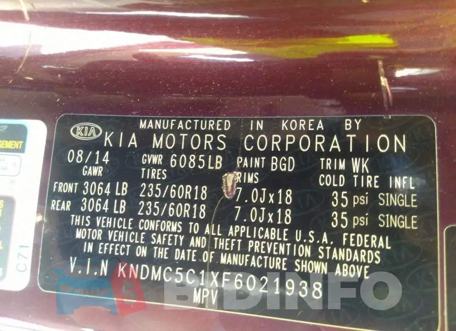 KNDMC5C1XF6021938 Photo# 9