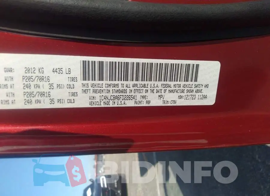 1C4NJCBA6FD226541 Photo# 9