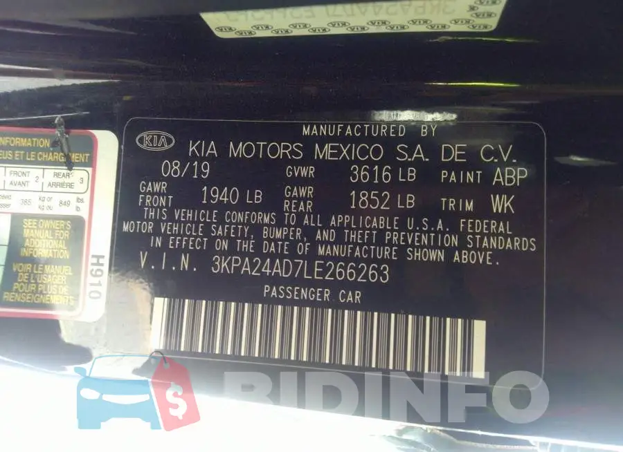 3KPA24AD7LE266263 Photo# 9