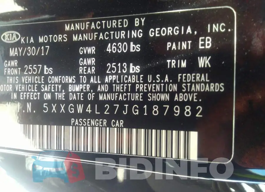 5XXGW4L27JG187982 Photo# 9