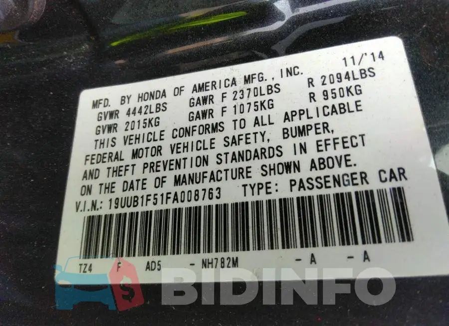 19UUB1F51FA008763 Photo# 9