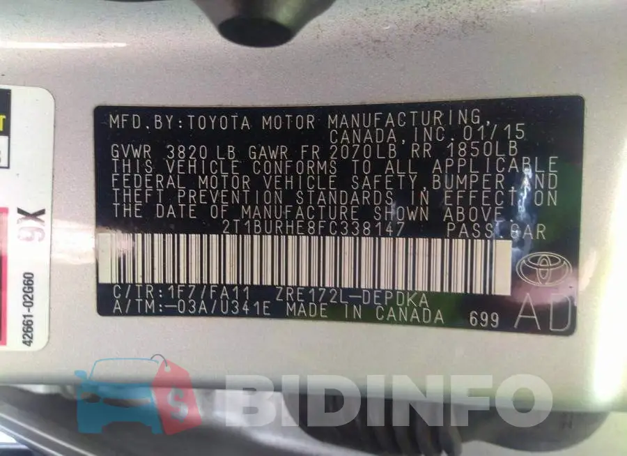 2T1BURHE8FC338147 Photo# 9
