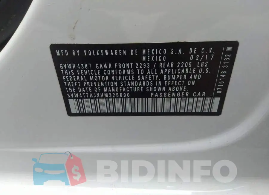 3VW4T7AJXHM325690 Photo# 9