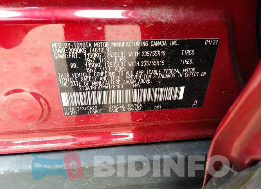2T3A1RFV7MW178160 Photo# 9