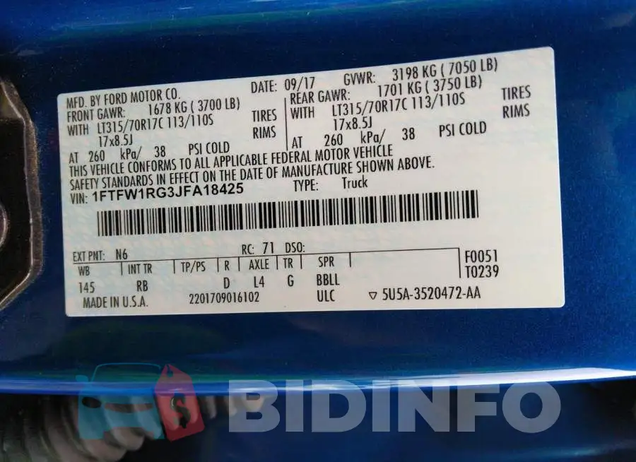 1FTFW1RG3JFA18425 Photo# 9
