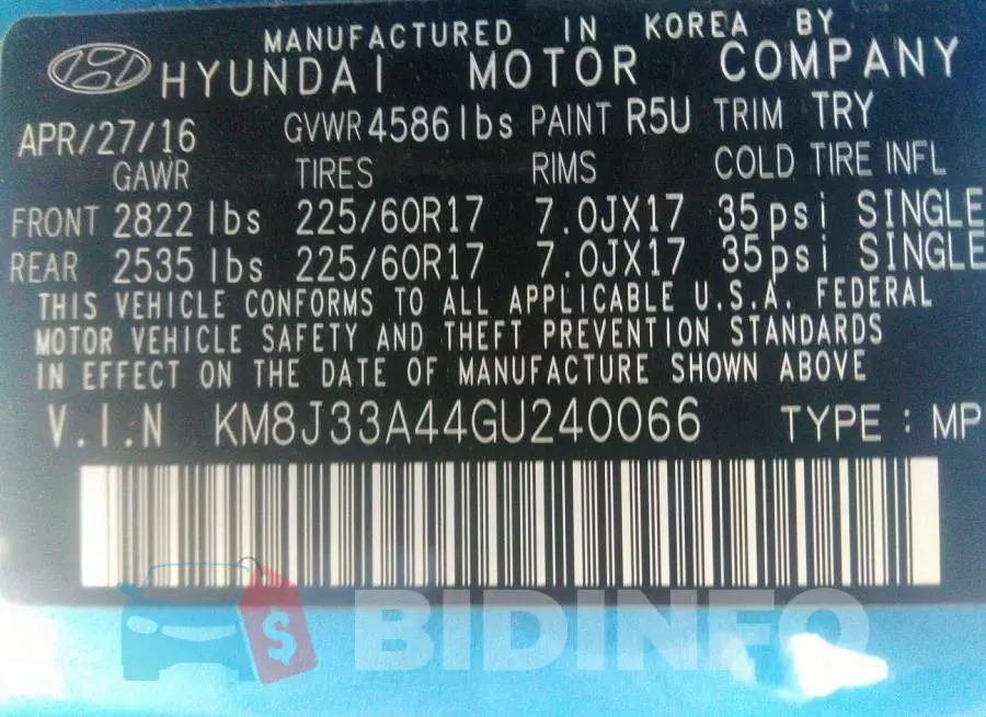 KM8J33A44GU240066 Photo# 9