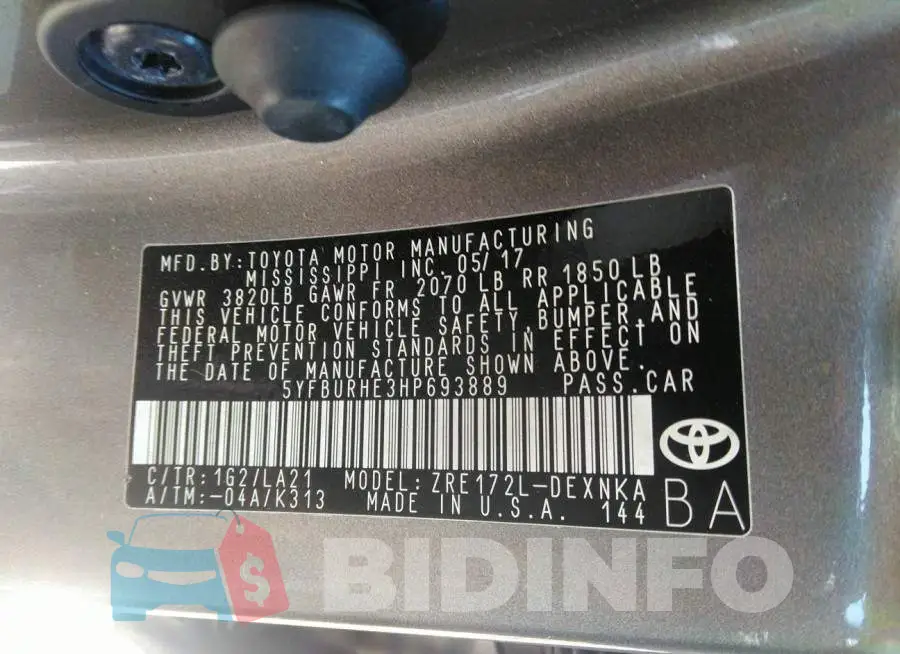 5YFBURHE3HP693889 Photo# 9