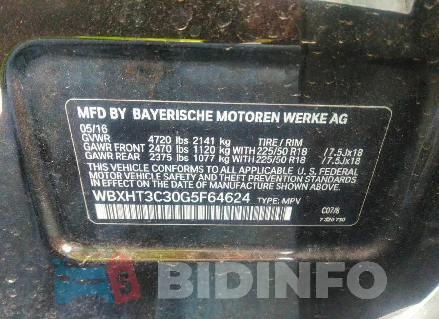 WBXHT3C30G5F64624 Photo# 9