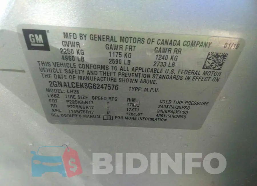 2GNALCEK3G6247576 Photo# 9