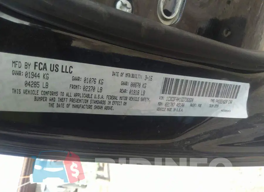 1C3CDFAA1GD736920 Photo# 9