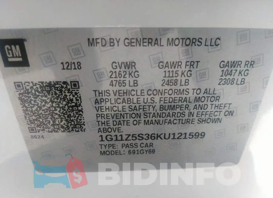 1G11Z5S36KU121599 Photo# 9