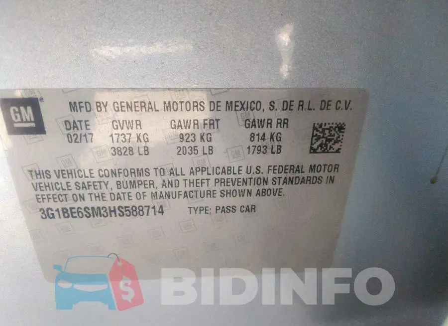 3G1BE6SM3HS588714 Photo# 9
