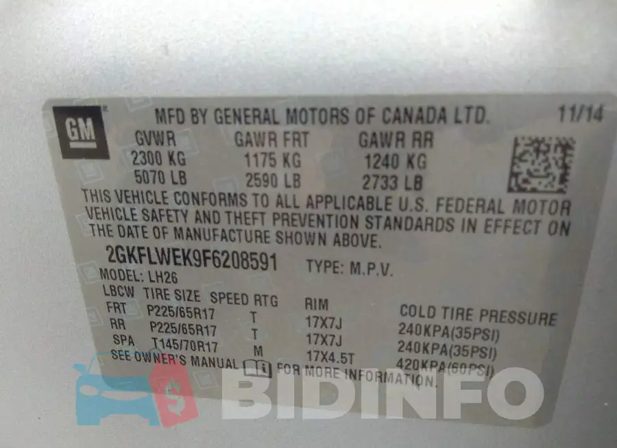 2GKFLWEK9F6208591 Photo# 9