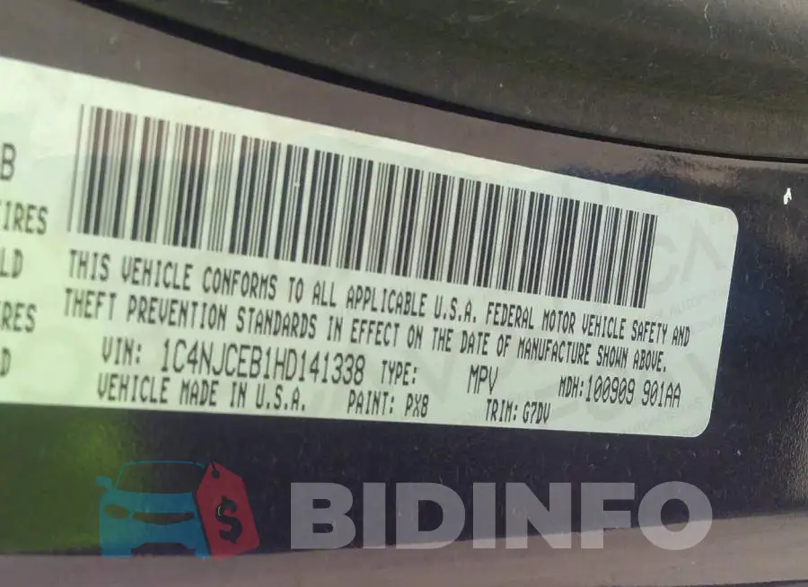 1C4NJCEB1HD141338 Photo# 9