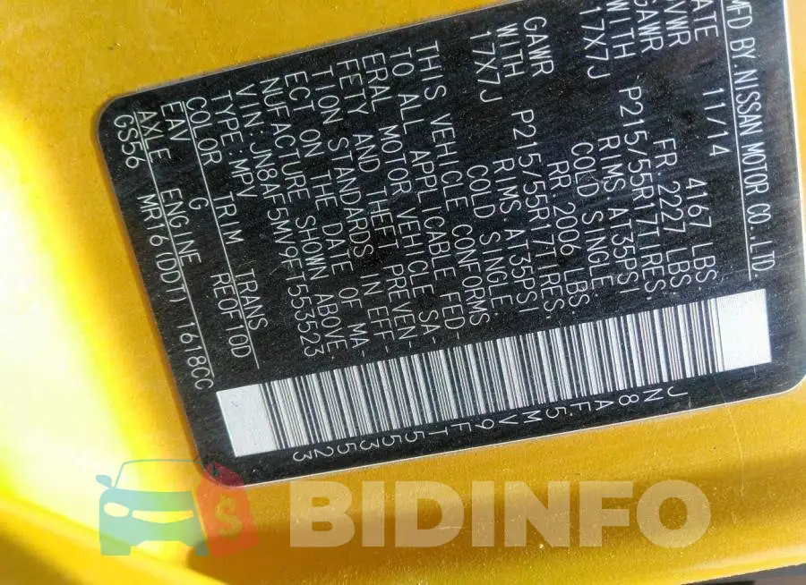 JN8AF5MV9FT553523 Photo# 9