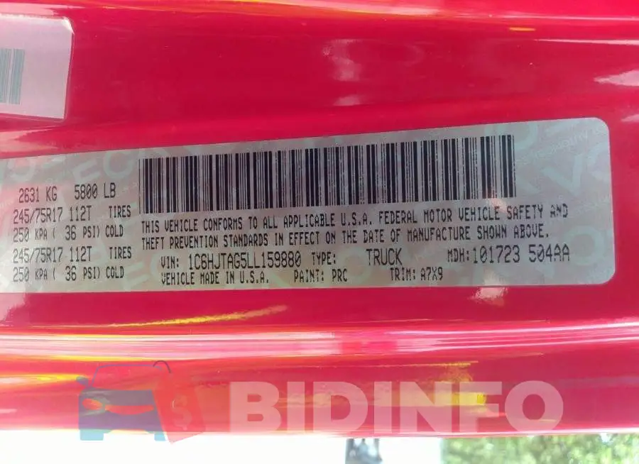 1C6HJTAG5LL159880 Photo# 9