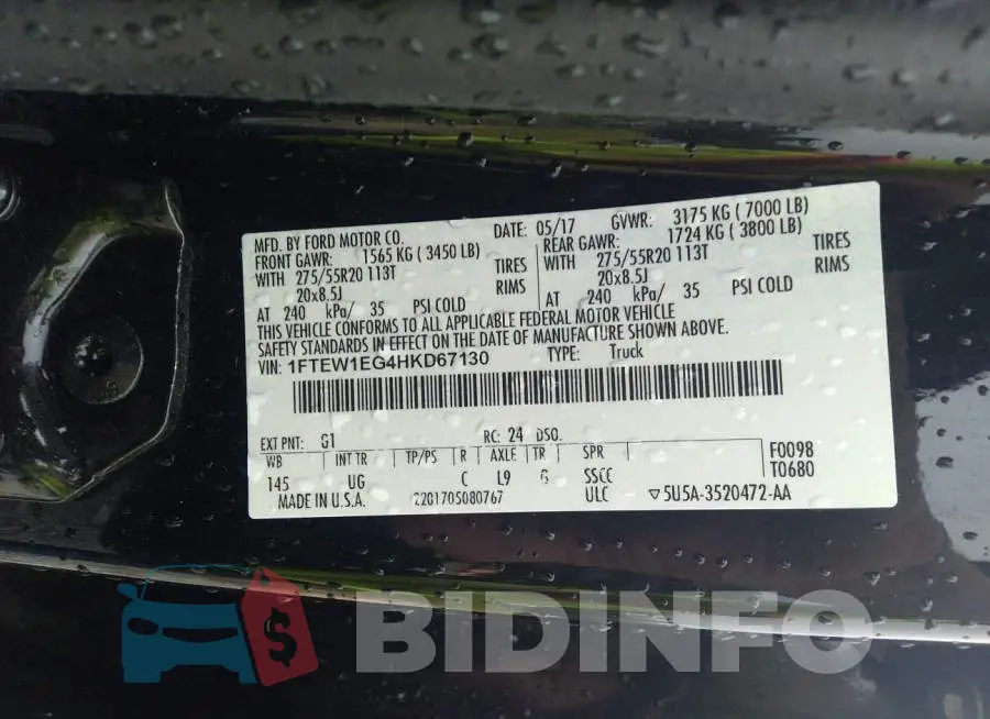 1FTEW1EG4HKD67130 Photo# 9
