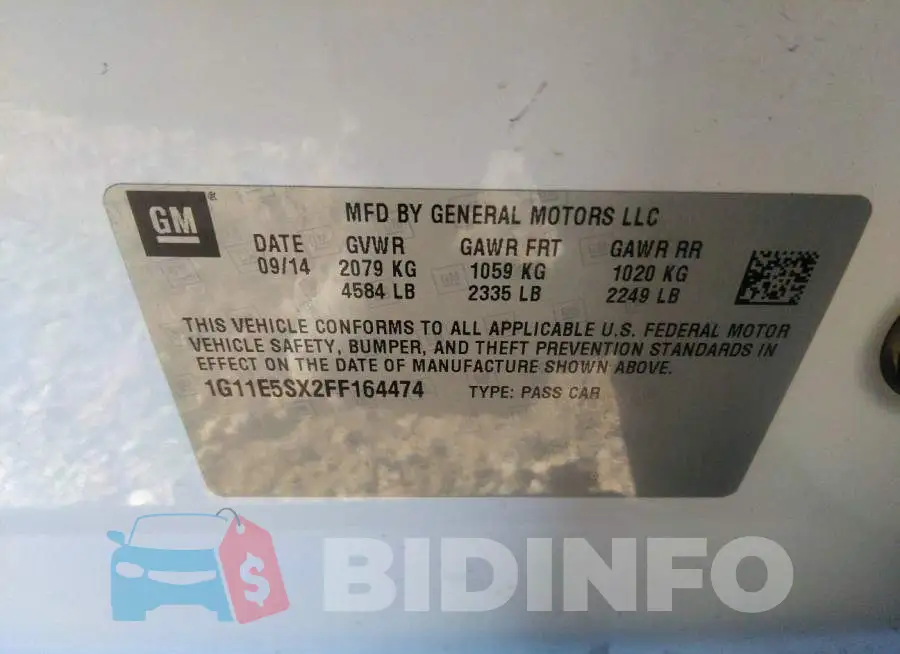 1G11E5SX2FF164474 Photo# 9