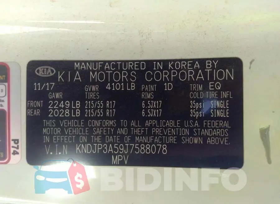 KNDJP3A59J7588078 Photo# 9