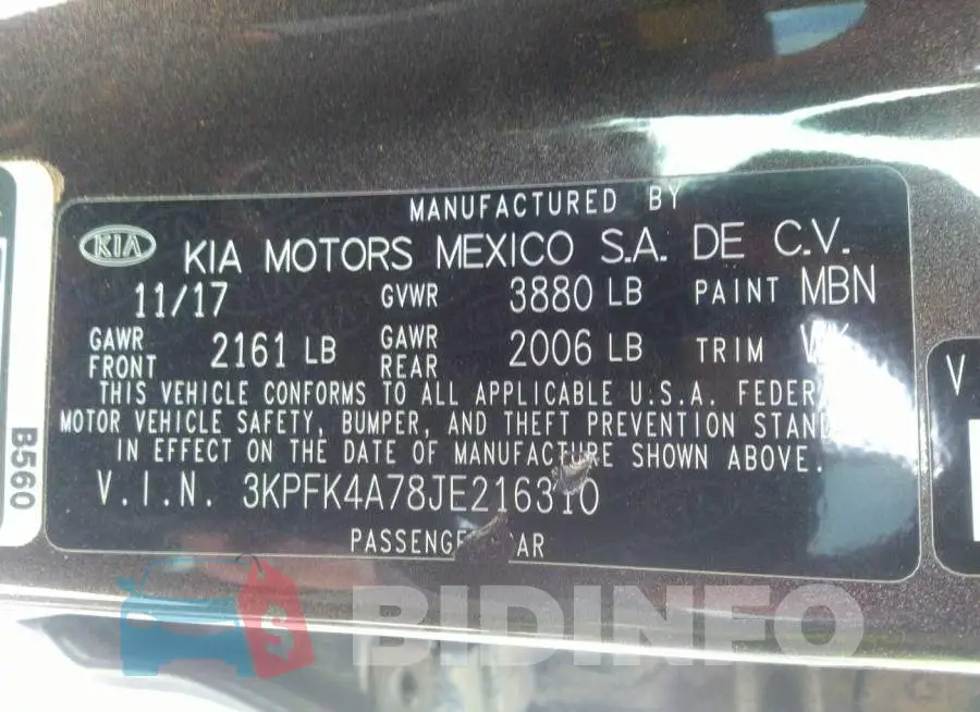 3KPFK4A78JE216310 Photo# 9