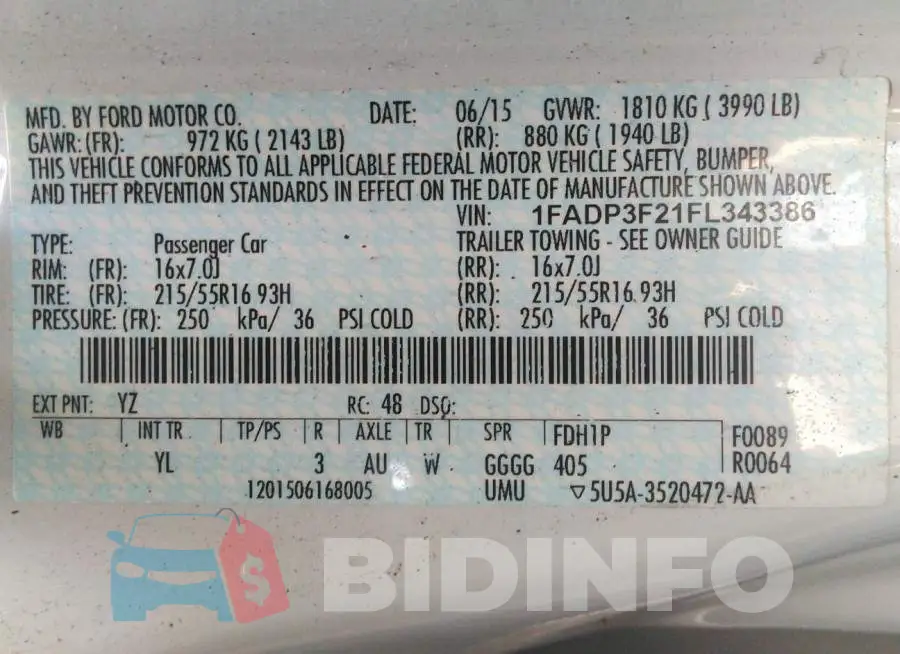 1FADP3F21FL343386 Photo# 9