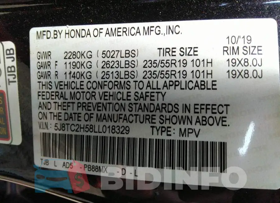 5J8TC2H58LL018329 Photo# 9