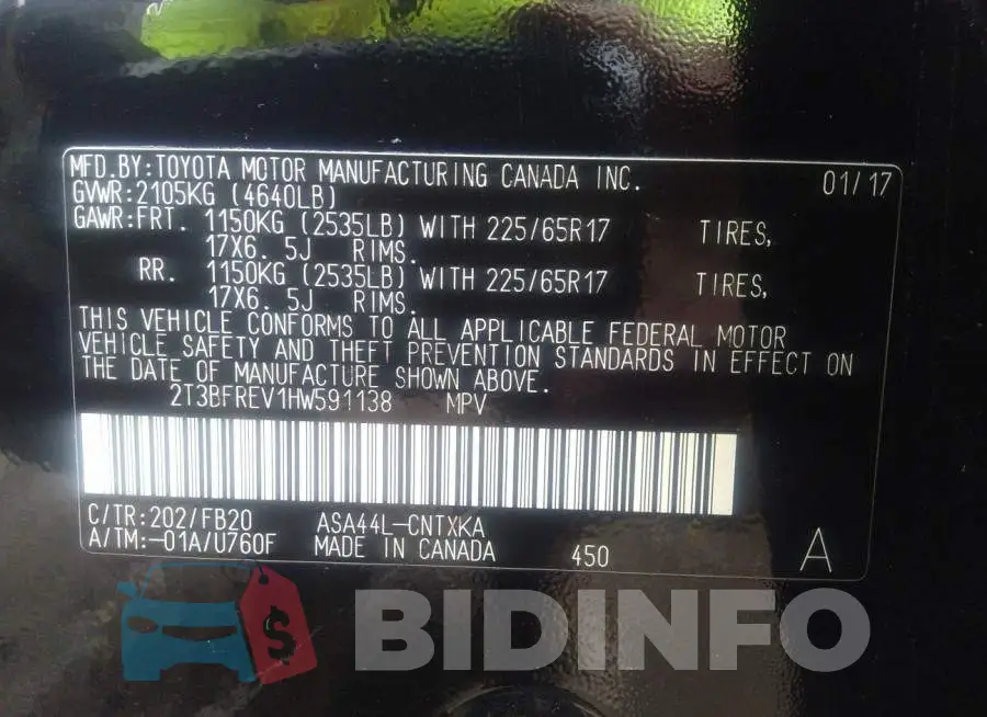 2T3BFREV1HW591138 Photo# 9