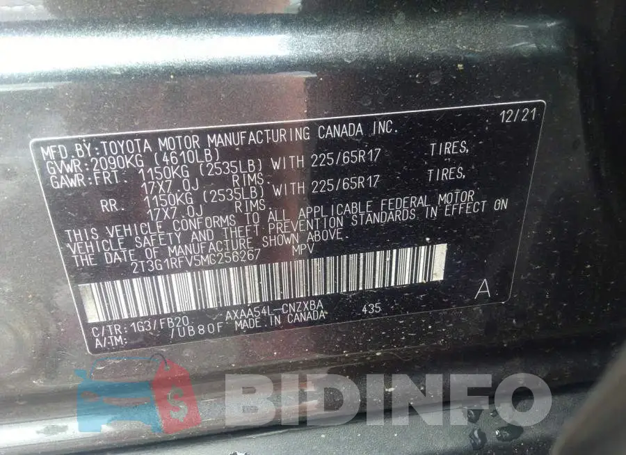 2T3G1RFV5MC256267 Photo# 9