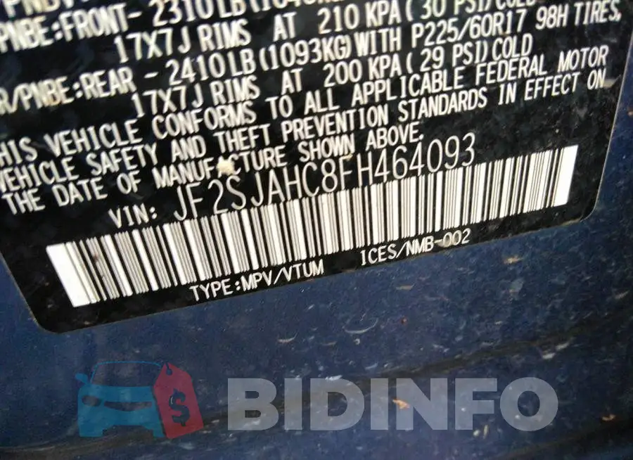 JF2SJAHC8FH464093 Photo# 9