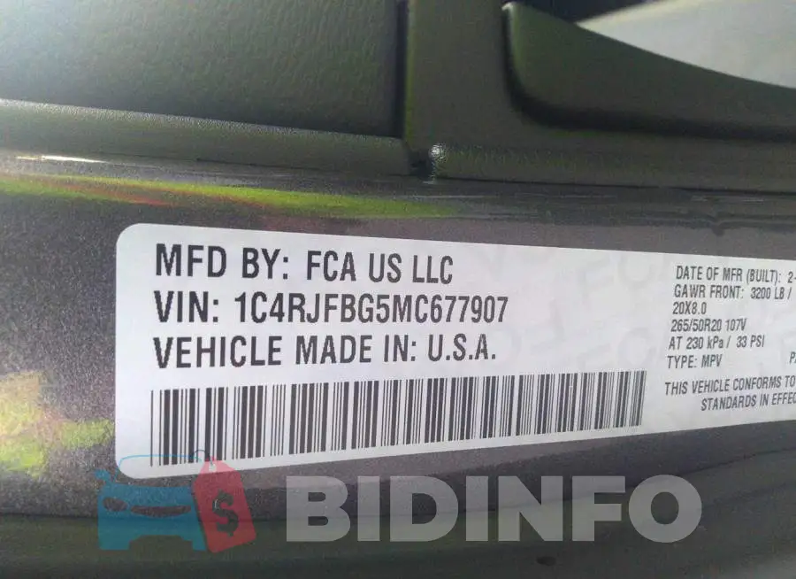 1C4RJFBG5MC677907 Photo# 9