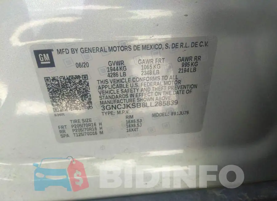 3GNCJKSB8LL285839 Photo# 9