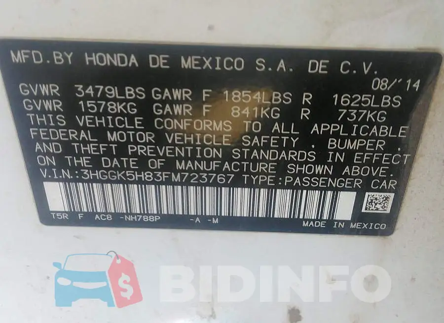 3HGGK5H83FM723767 Photo# 9