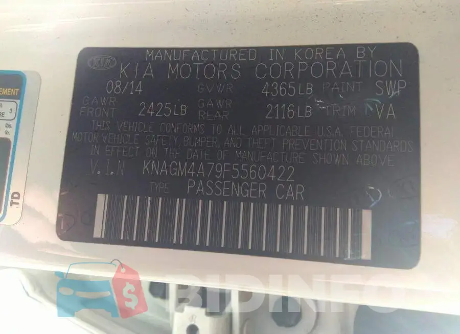 KNAGM4A79F5560422 Photo# 9