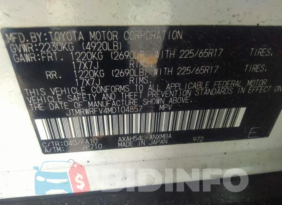 JTMRWRFV4MD104857 Photo# 9