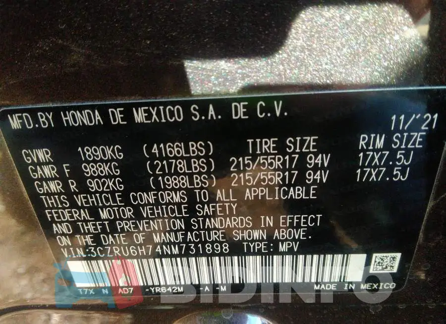 3CZRU6H74NM731898 Photo# 9