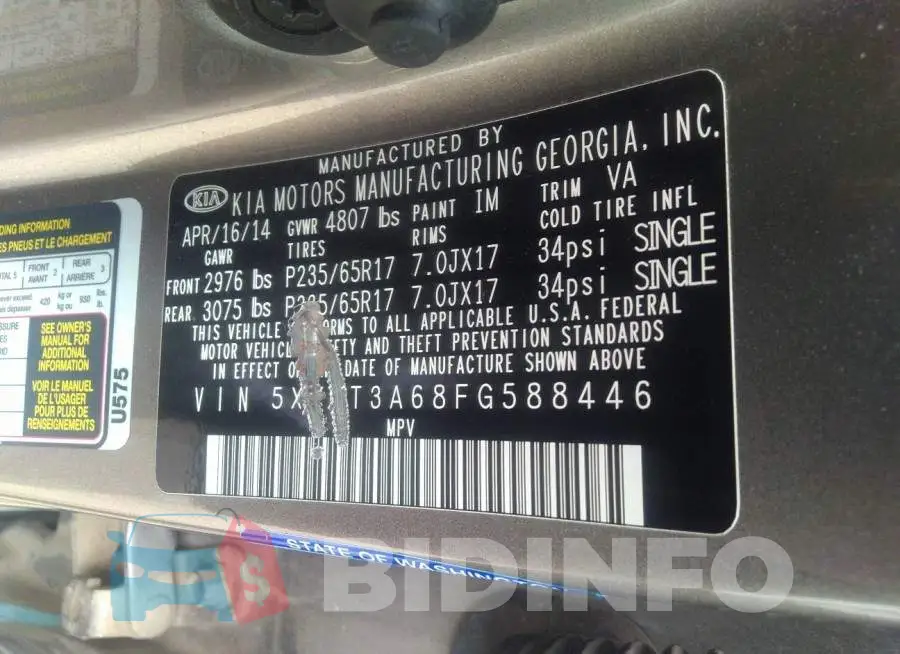5XYKT3A68FG588446 Photo# 9