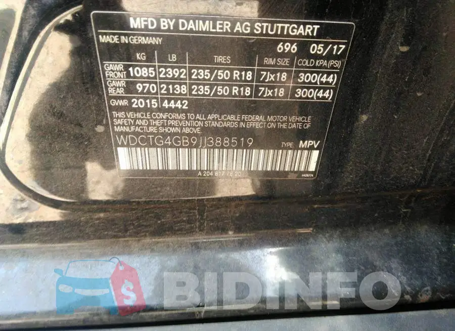 WDCTG4GB9JJ388519 Photo# 9