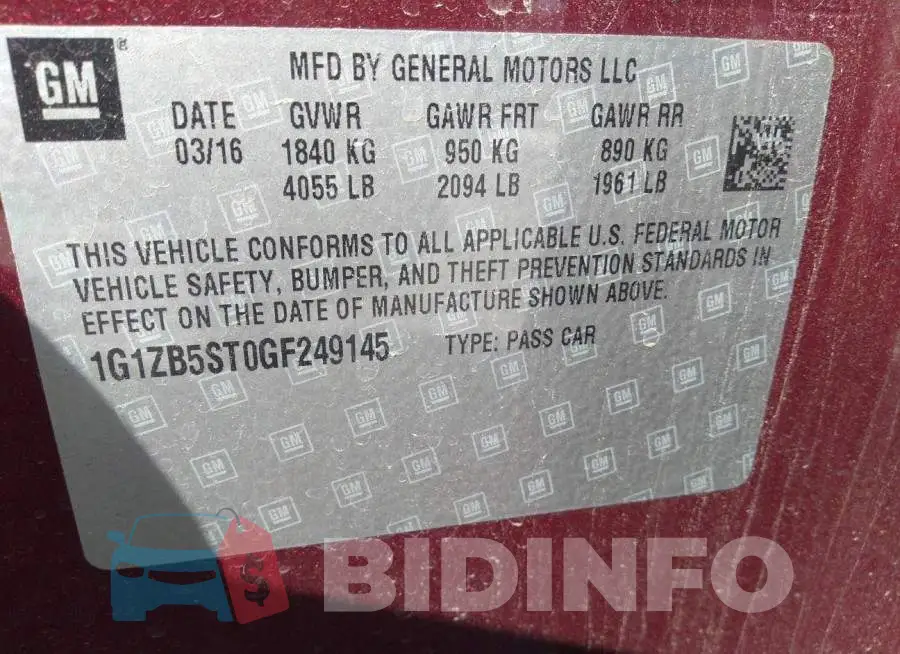 1G1ZB5ST0GF249145 Photo# 9