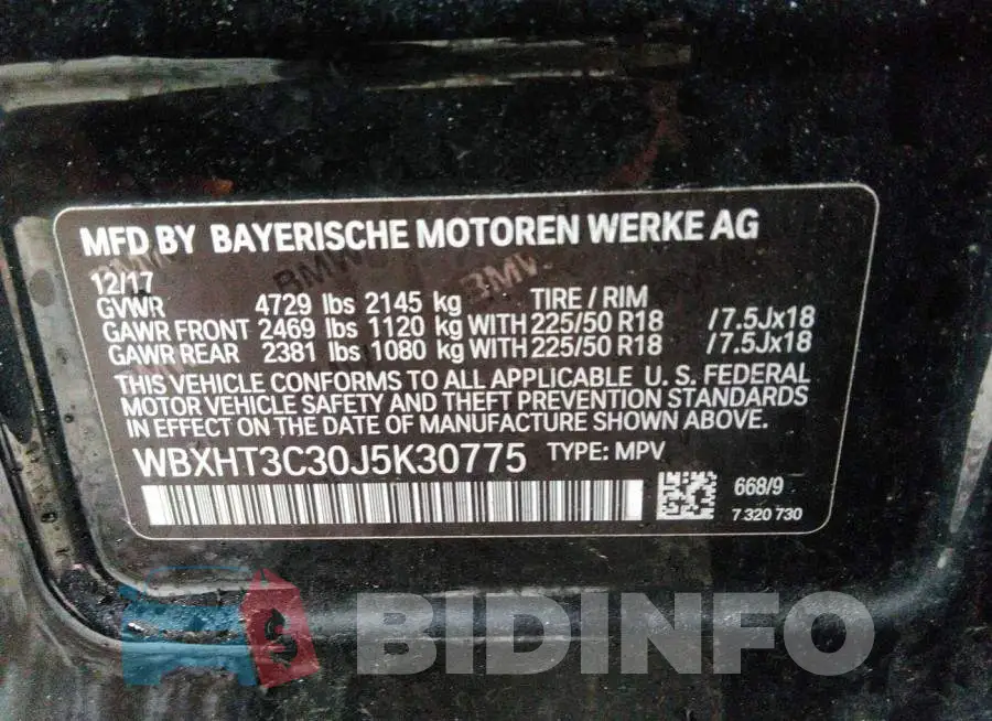 WBXHT3C30J5K30775 Photo# 9