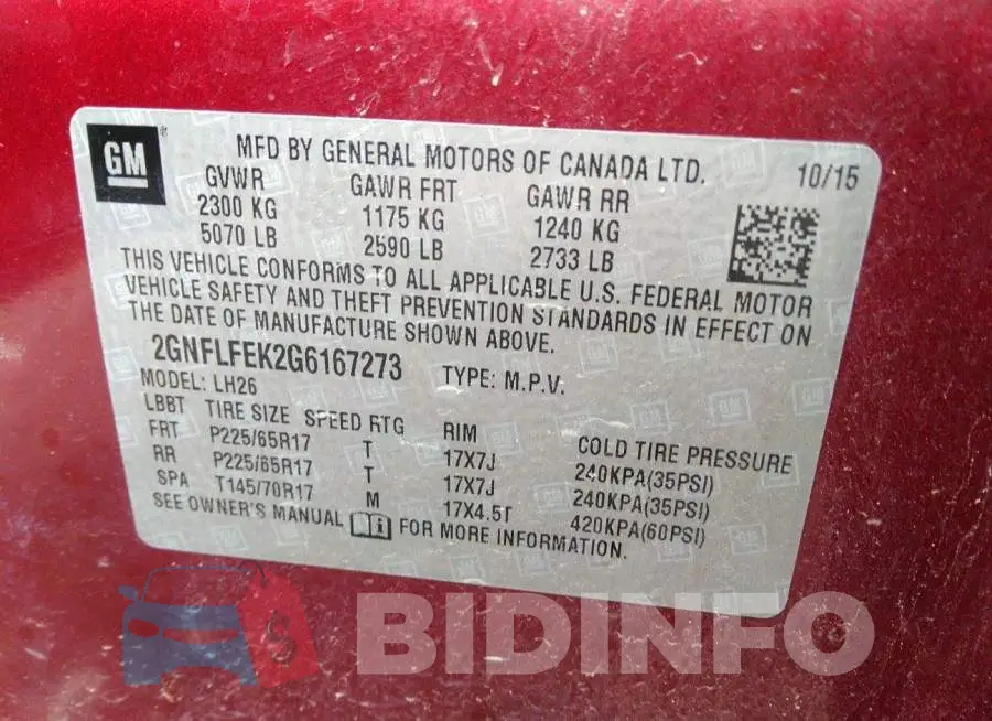 2GNFLFEK2G6167273 Photo# 9