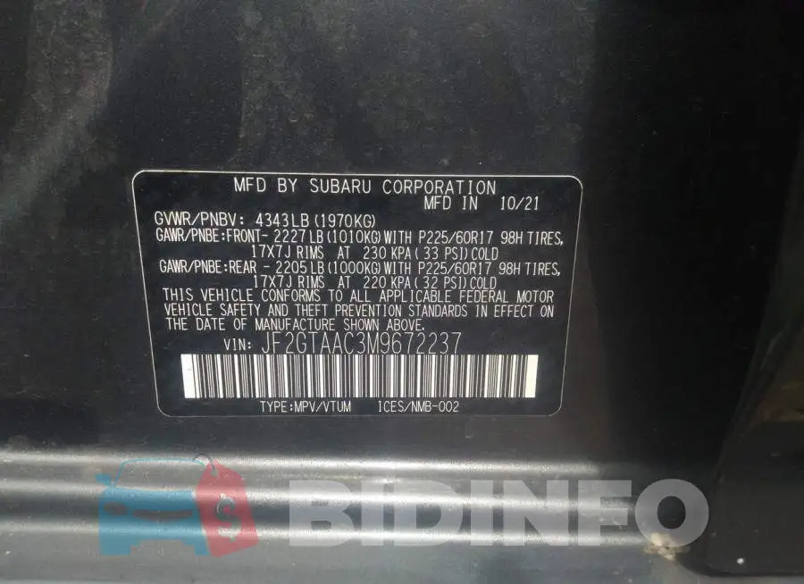 JF2GTAAC3M9672237 Photo# 9