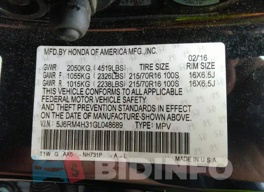 5J6RM4H31GL048689 Photo# 9