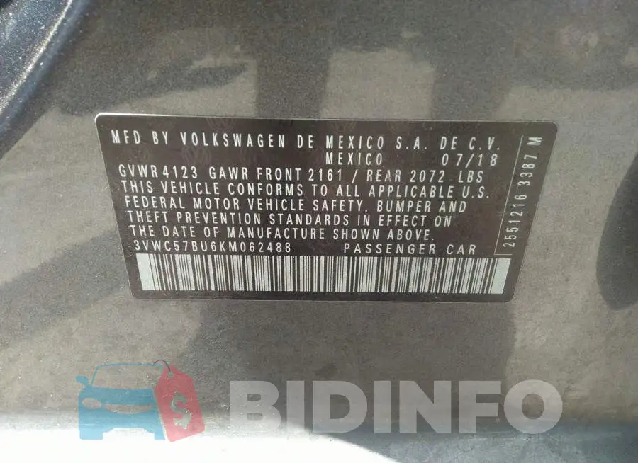 3VWC57BU6KM062488 Photo# 9