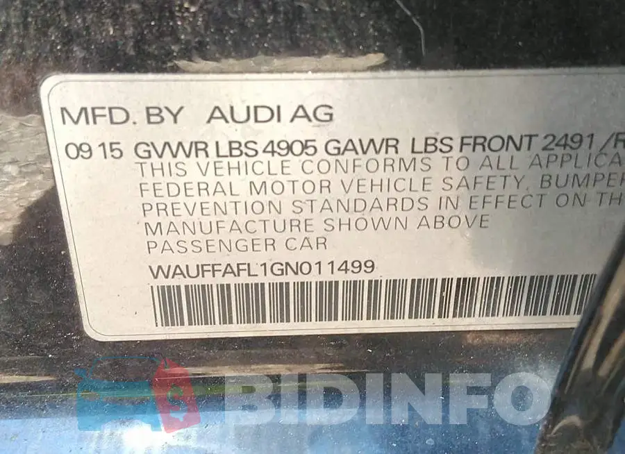 WAUFFAFL1GN011499 Photo# 9