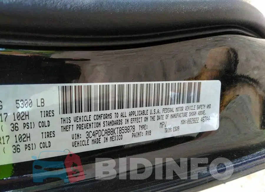 3C4PDCAB8KT859878 Photo# 9