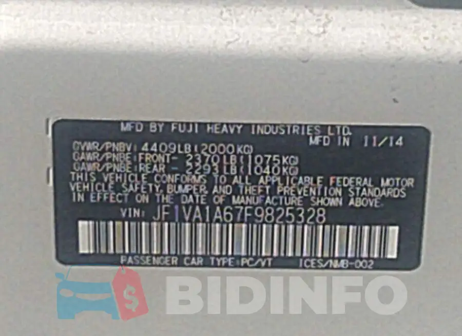 JF1VA1A67F9825328 Photo# 9