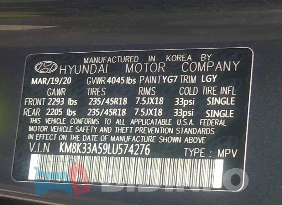KM8K33A59LU574276 Photo# 9