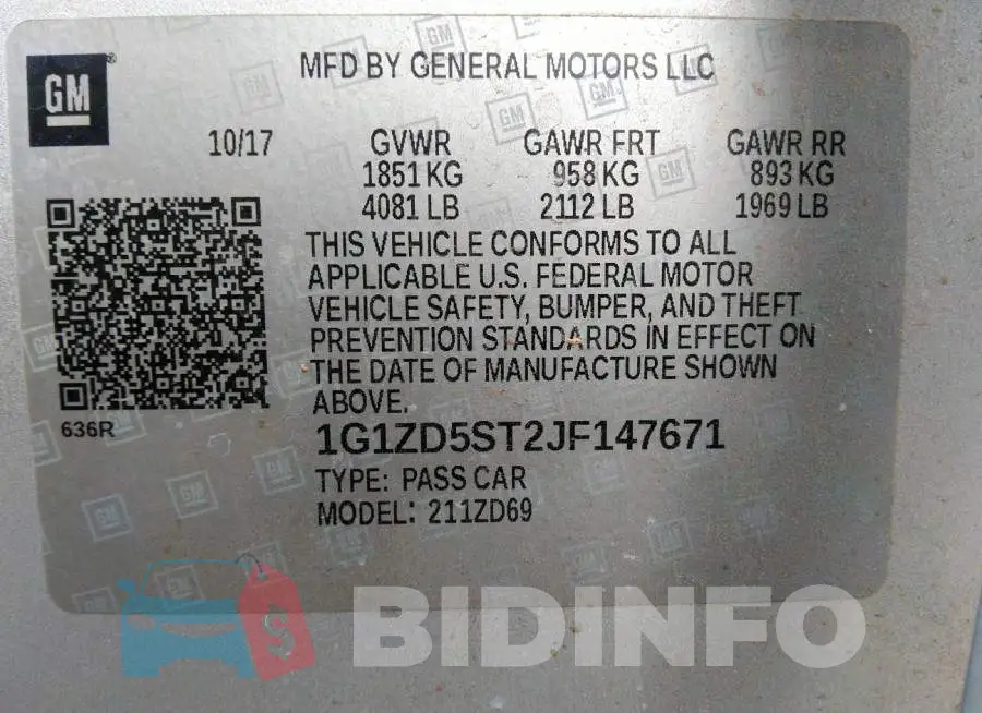 1G1ZD5ST2JF147671 Photo# 9