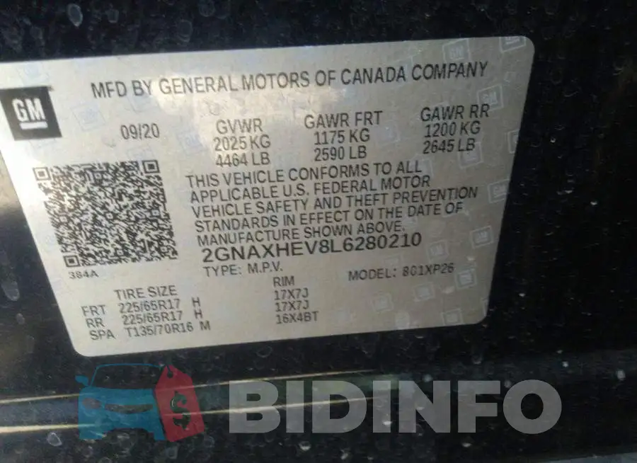 2GNAXHEV8L6280210 Photo# 9