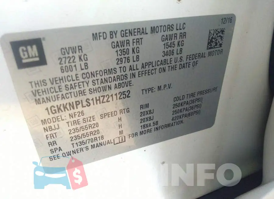 1GKKNPLS1HZ211252 Photo# 9